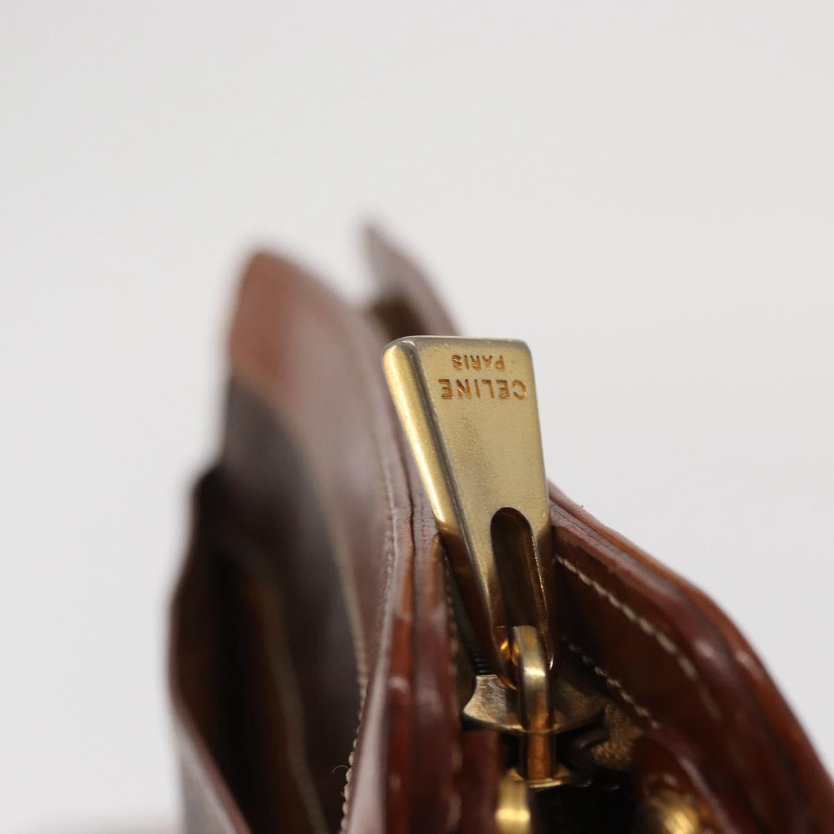 CELINE Macadam Canvas Clutch Bag PVC Brown Gold Auth 166650