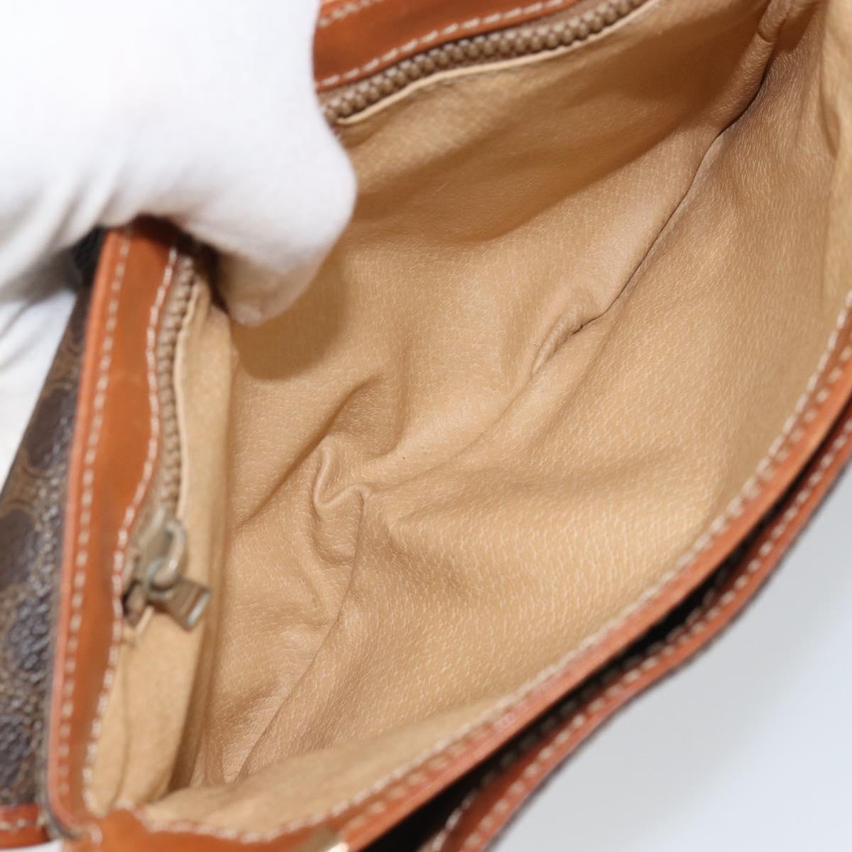 CELINE Macadam Canvas Shoulder Bag PVC Brown Gold Auth 166651