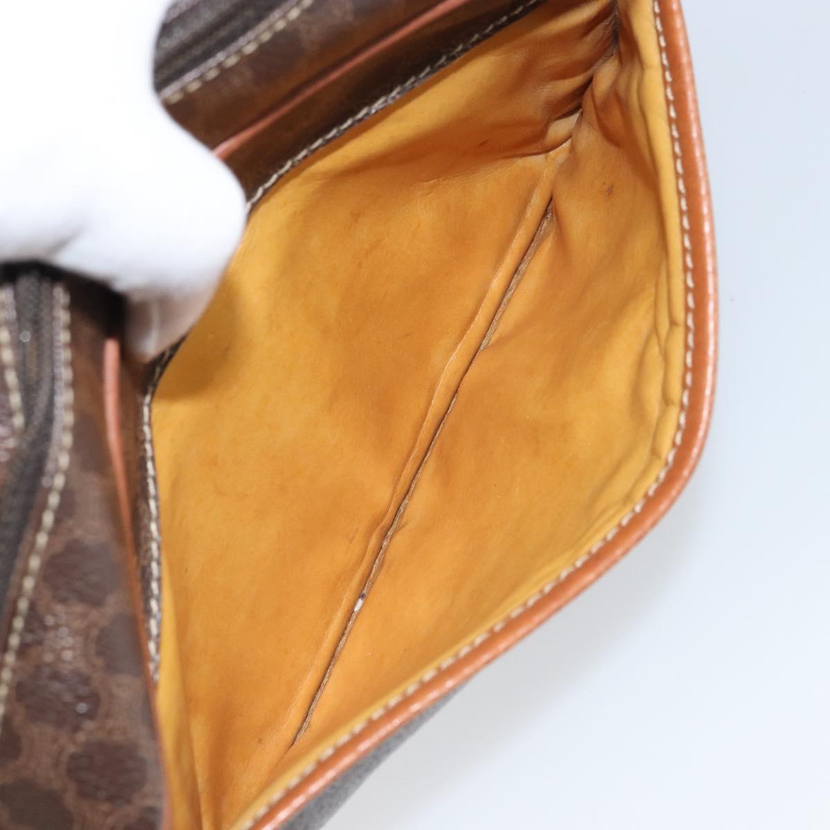 CELINE Macadam Canvas Pouch PVC Leather Brown Auth 166653
