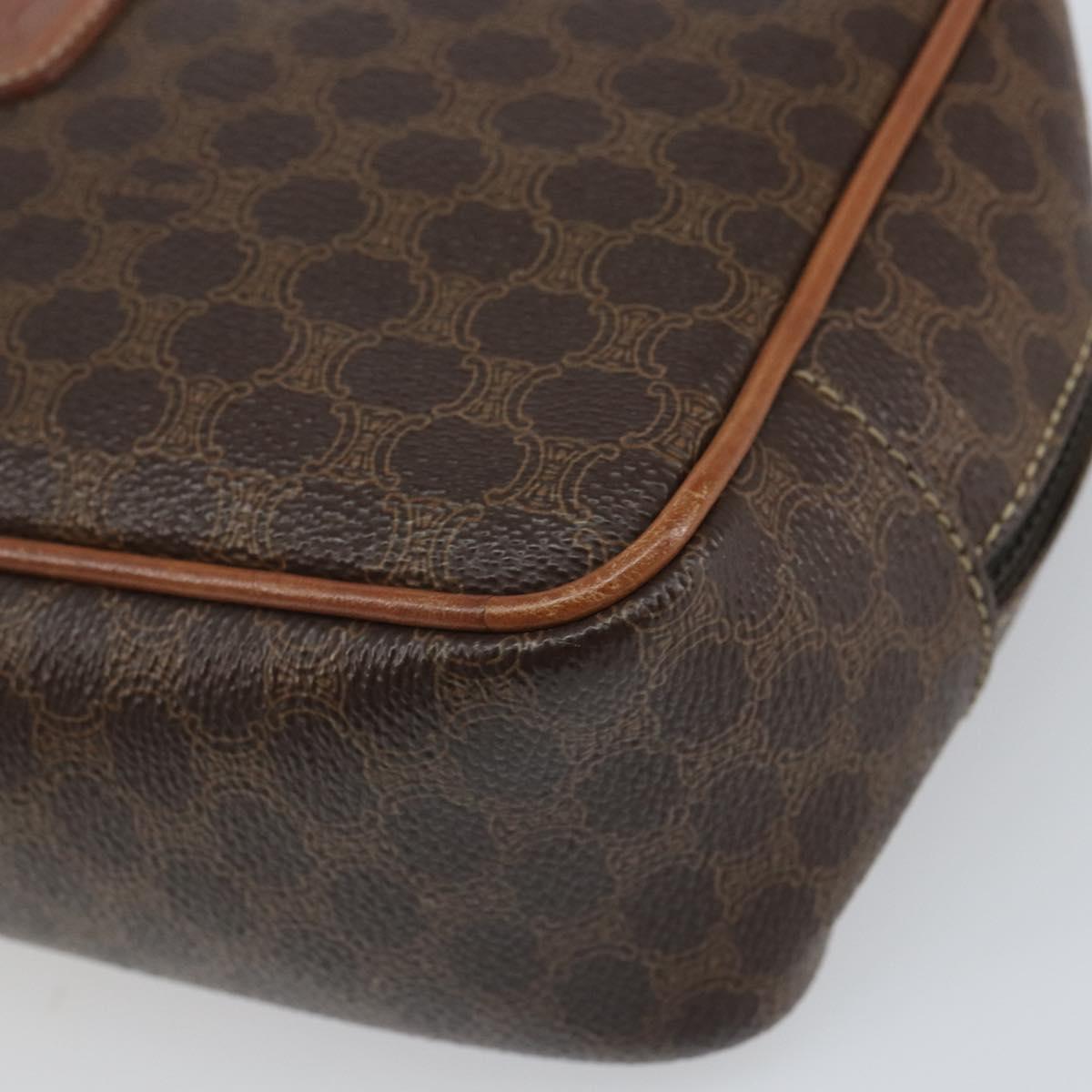 CELINE Macadam Canvas Pouch PVC Leather Brown Auth 166653