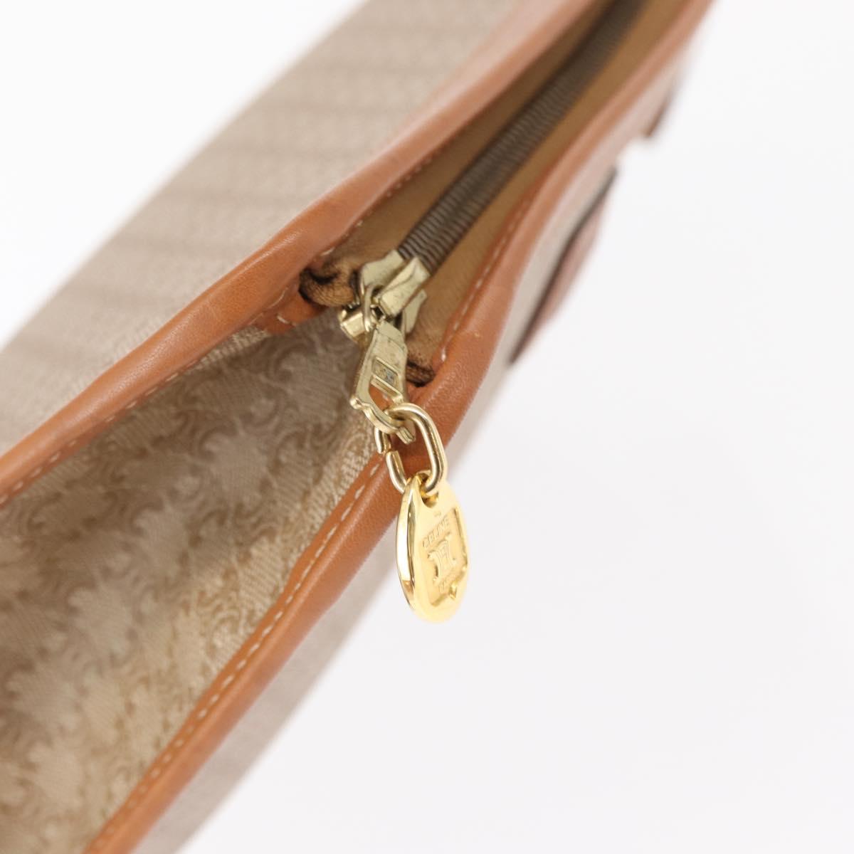 CELINE Macadam Canvas Clutch Bag PVC Beige Gold Auth 166654