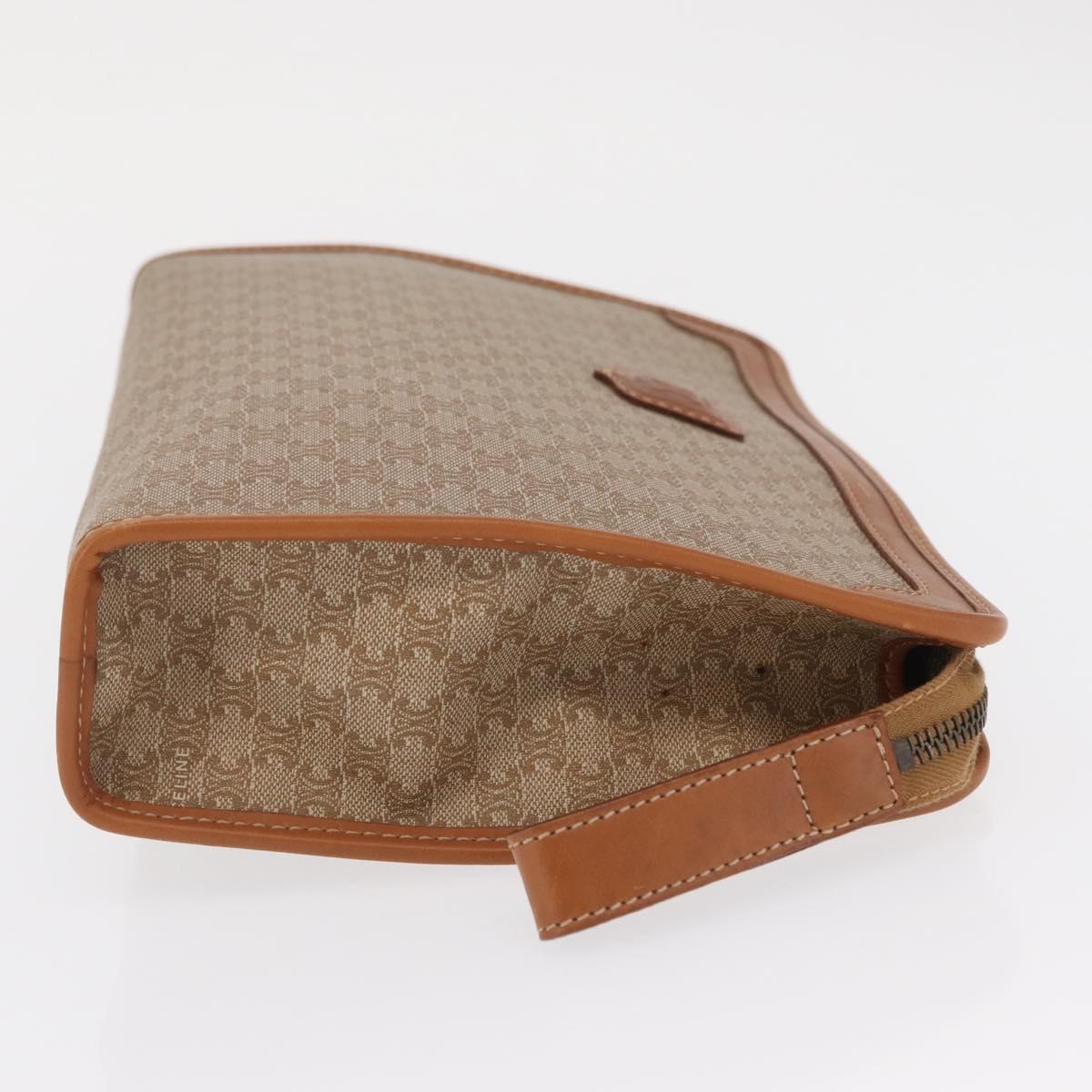 CELINE Macadam Canvas Clutch Bag PVC Beige Gold Auth 166654