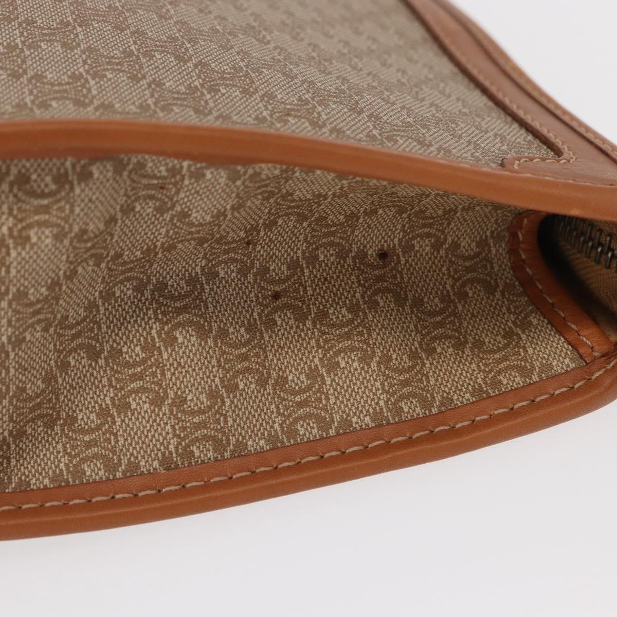 CELINE Macadam Canvas Clutch Bag PVC Beige Gold Auth 166654