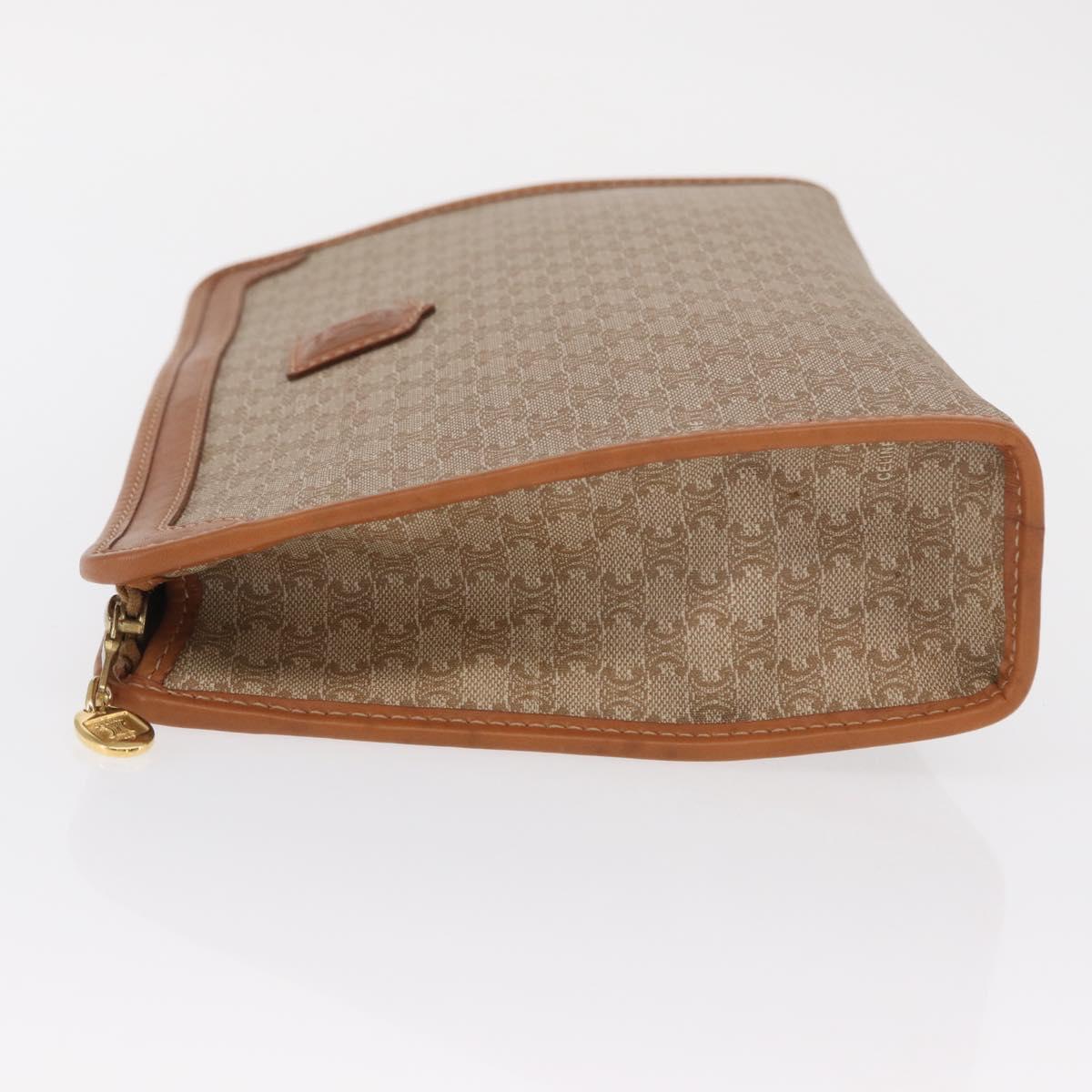 CELINE Macadam Canvas Clutch Bag PVC Beige Gold Auth 166654