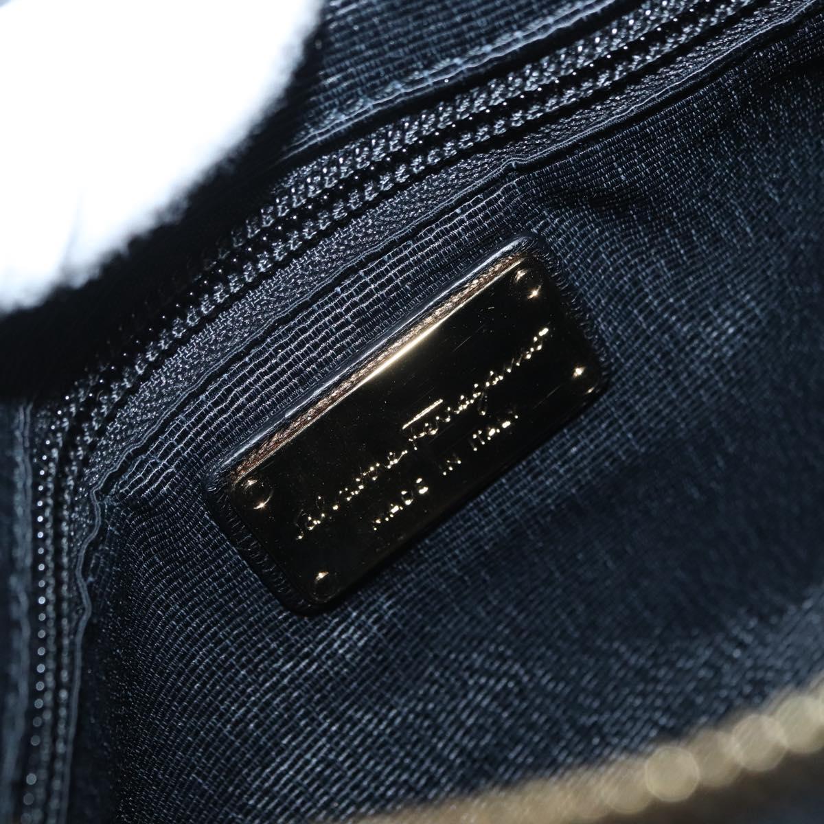 Salvatore Ferragamo Vala Shoulder Bag Leather Black Gold Auth 166657