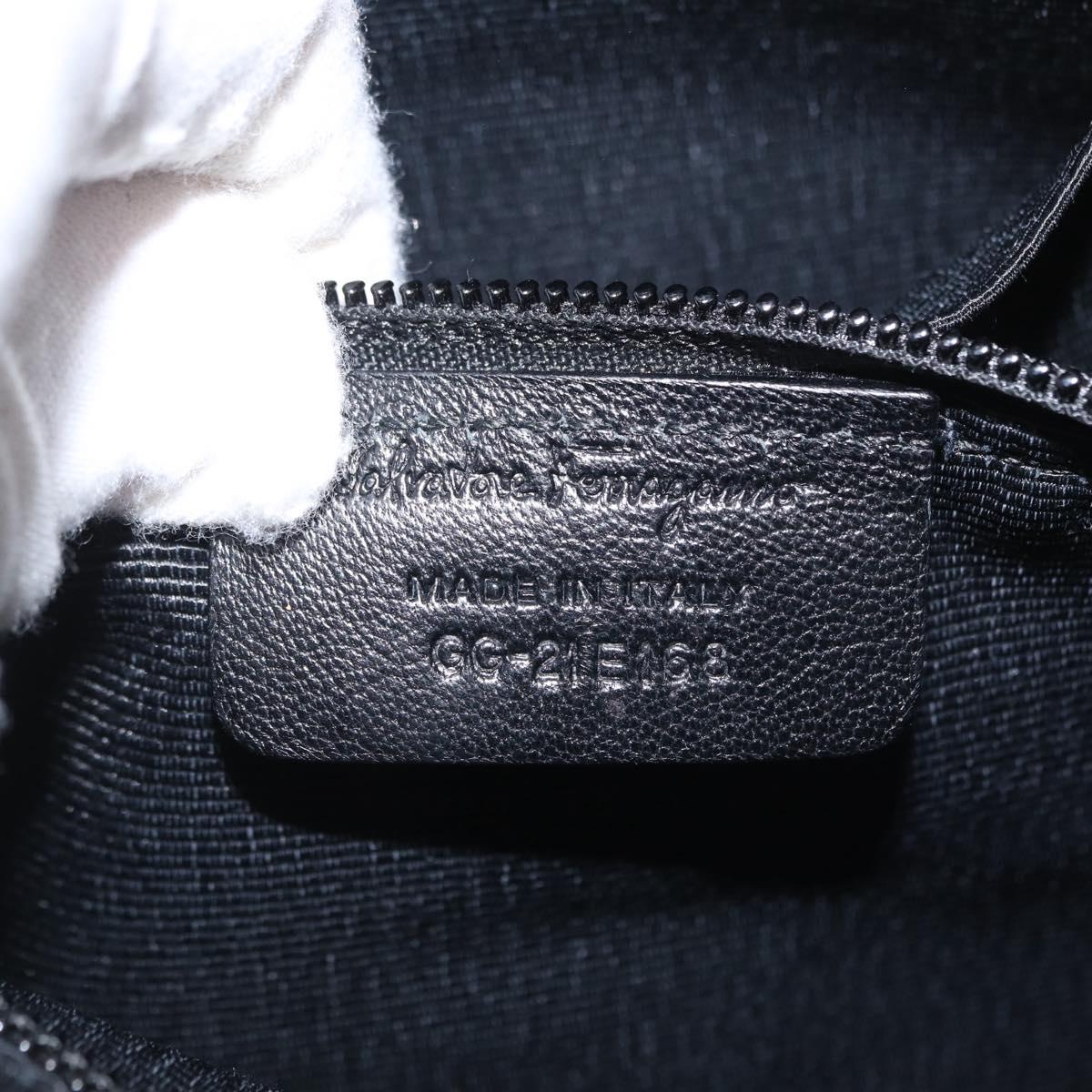 Salvatore Ferragamo Vala Shoulder Bag Leather Black Gold Auth 166657