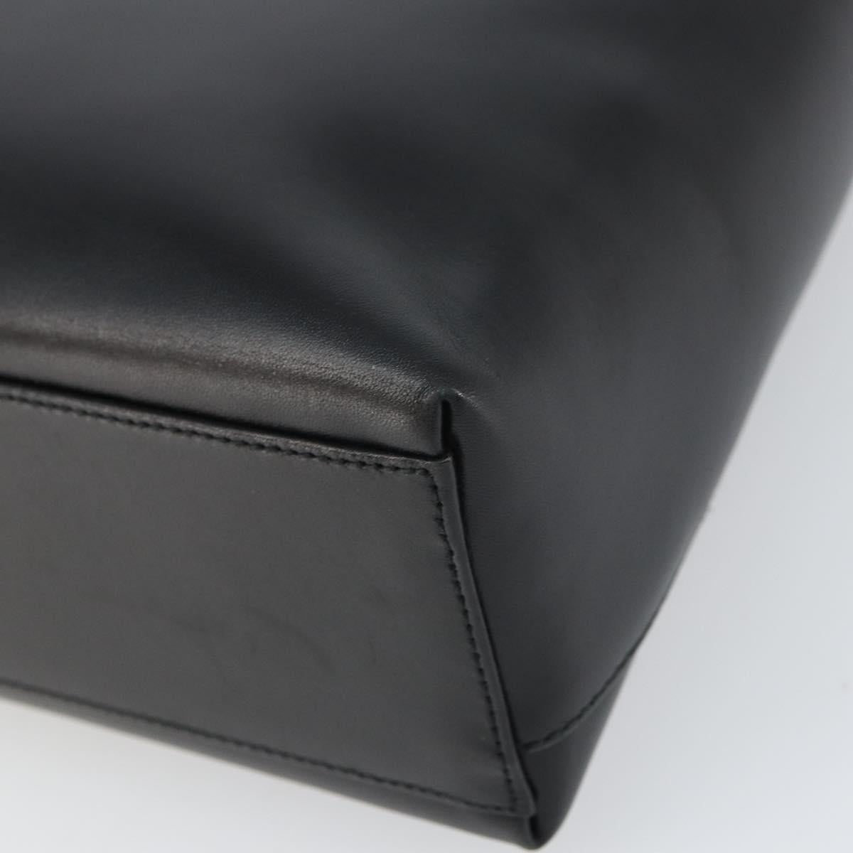 Salvatore Ferragamo Shoulder Bag Leather Black Silver Auth 166658