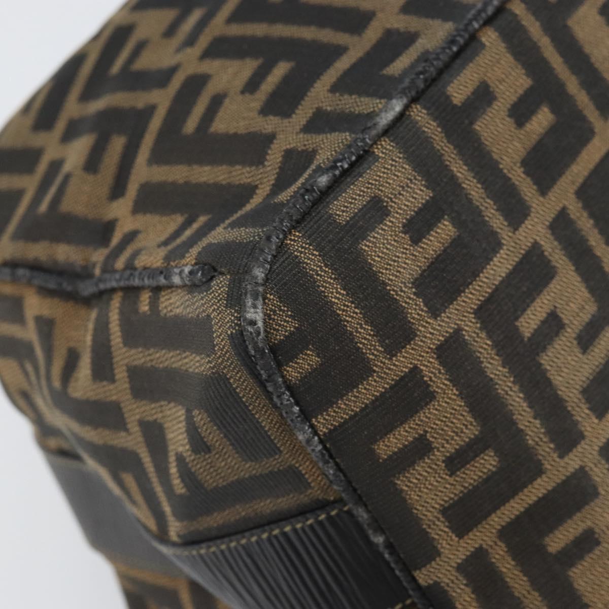FENDI Zucca Canvas Vanity Pouch Black Brown Auth 166661