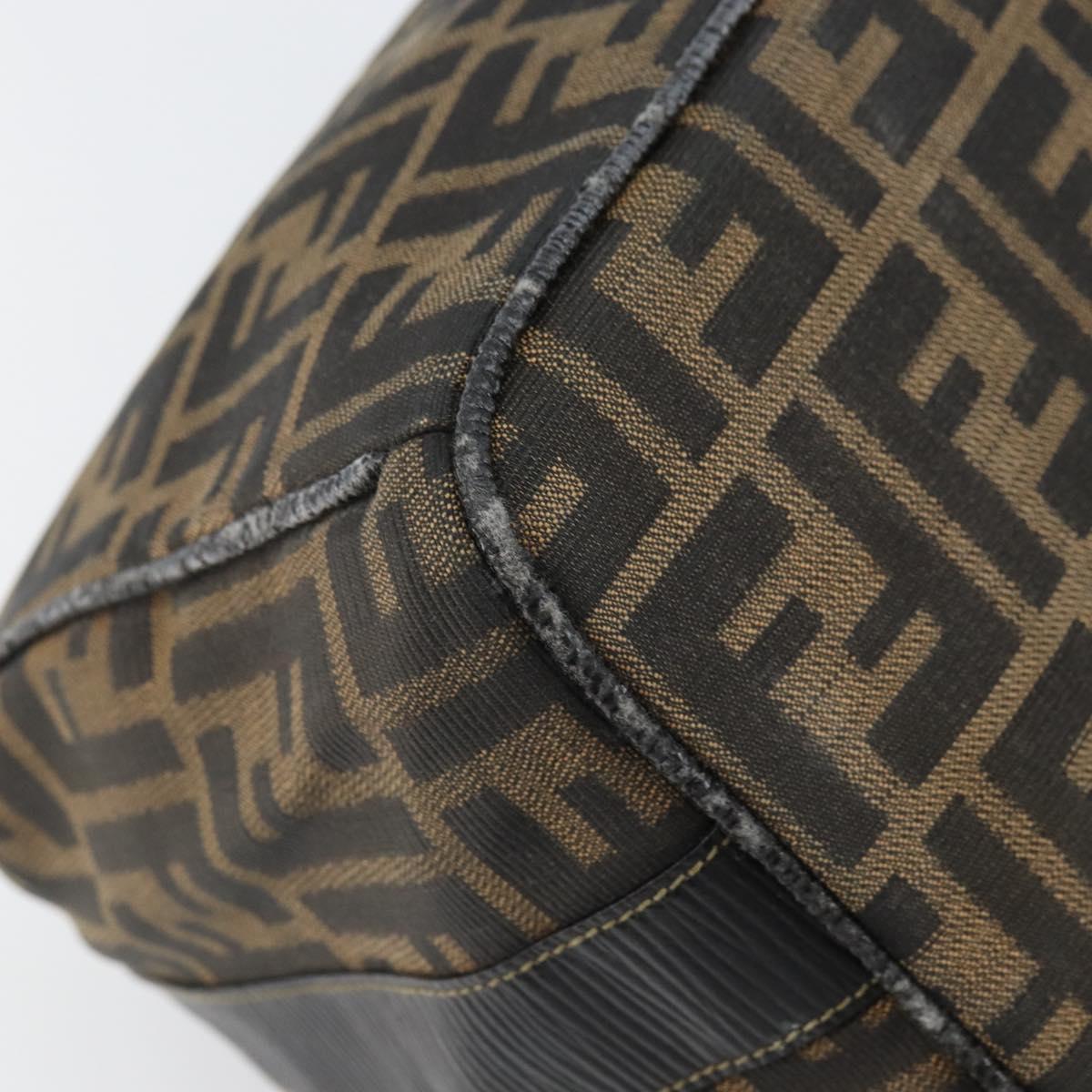 FENDI Zucca Canvas Vanity Pouch Black Brown Auth 166661