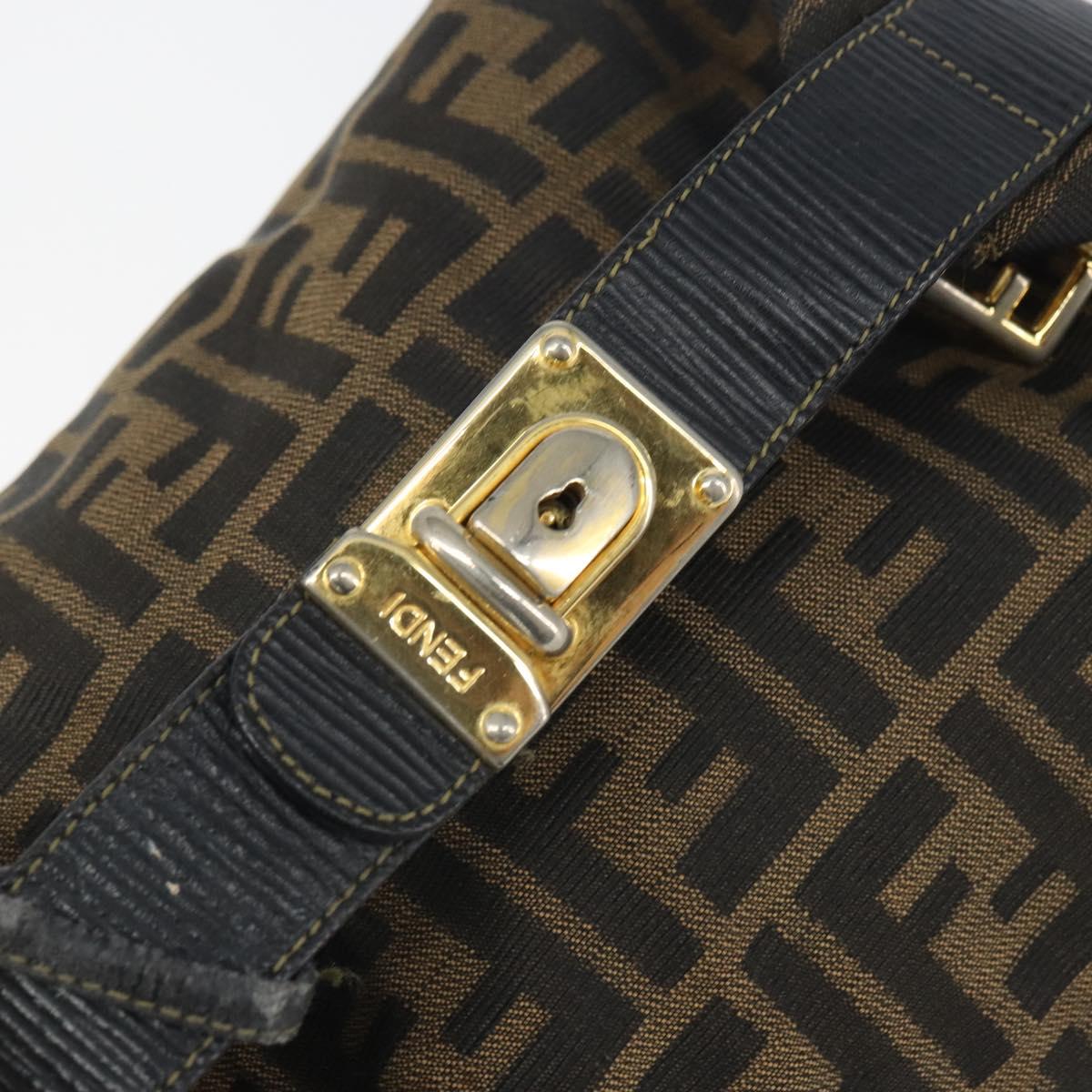 FENDI Zucca Canvas Vanity Pouch Black Brown Auth 166661