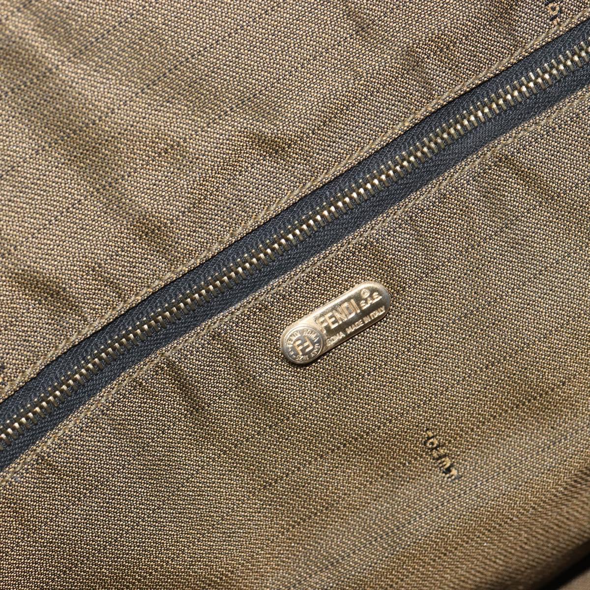 FENDI Zucca Canvas Vanity Pouch Black Brown Auth 166661