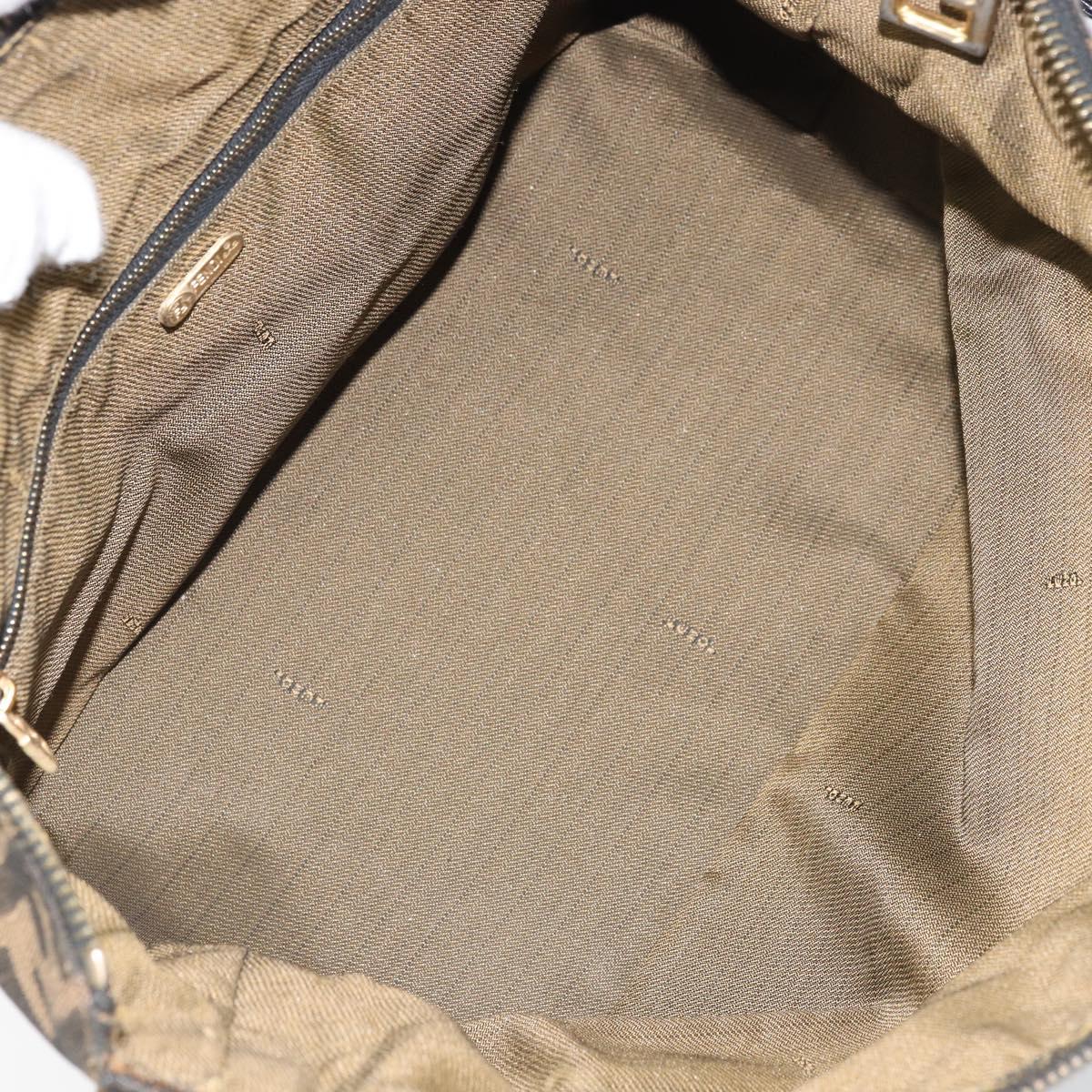 FENDI Zucca Canvas Vanity Pouch Black Brown Auth 166661