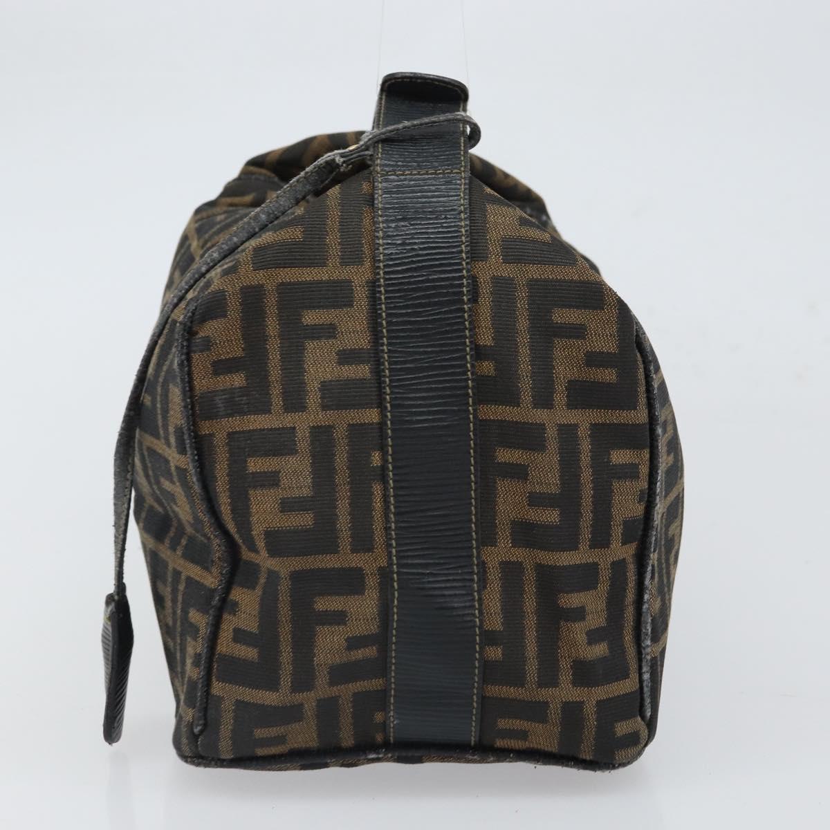 FENDI Zucca Canvas Vanity Pouch Black Brown Auth 166661