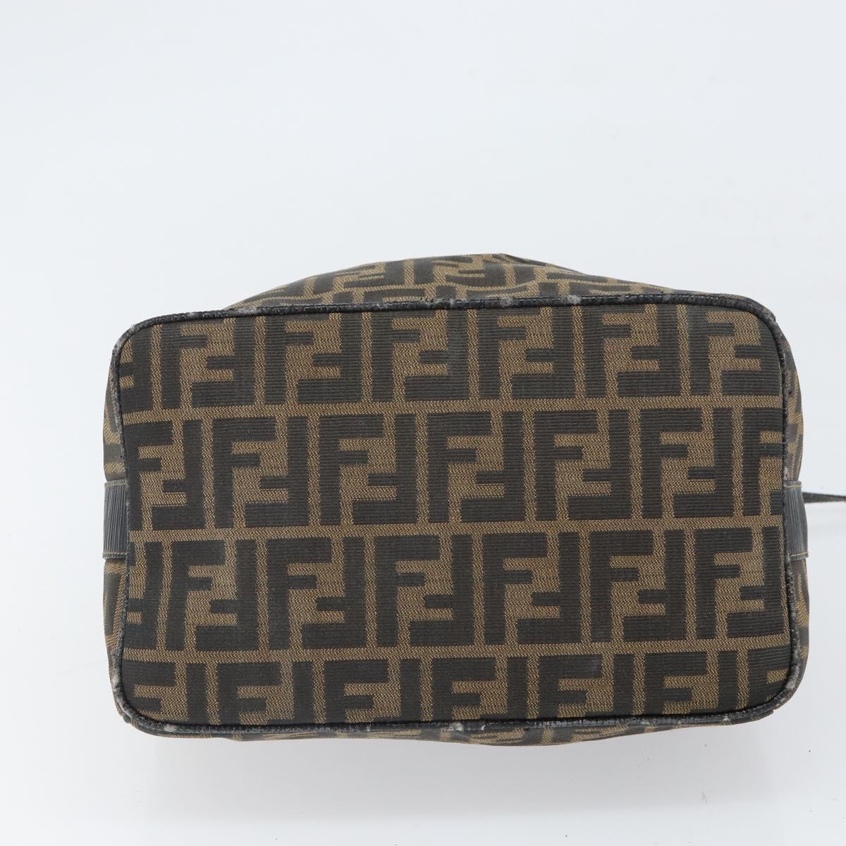 FENDI Zucca Canvas Vanity Pouch Black Brown Auth 166661