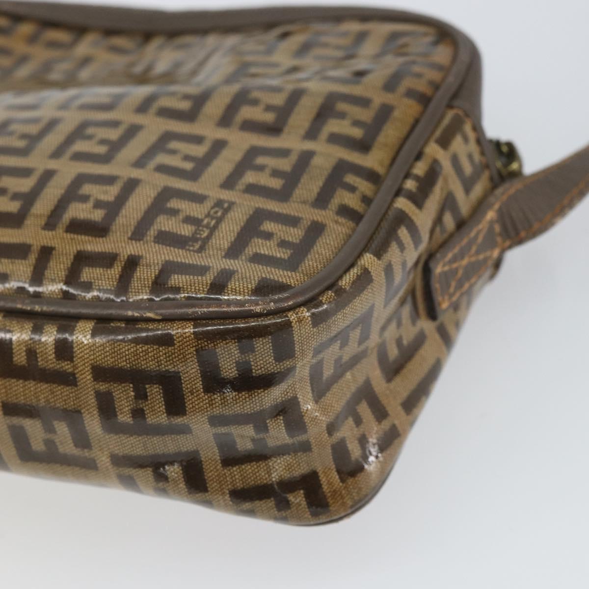 FENDI Zucchino Canvas Shoulder Bag Beige Auth 166662