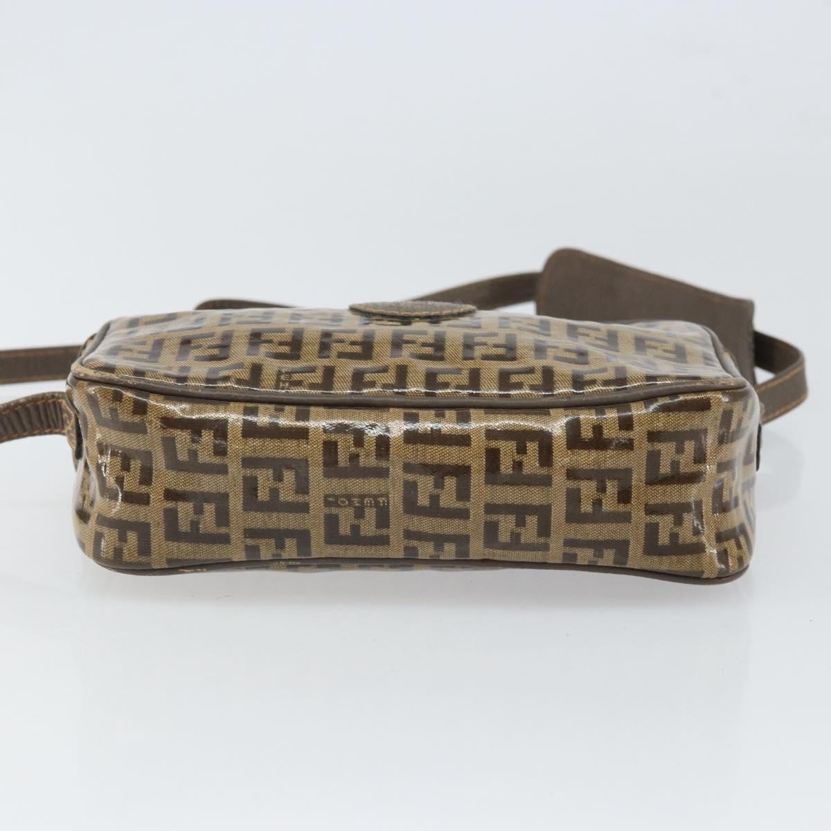 FENDI Zucchino Canvas Shoulder Bag Beige Auth 166662