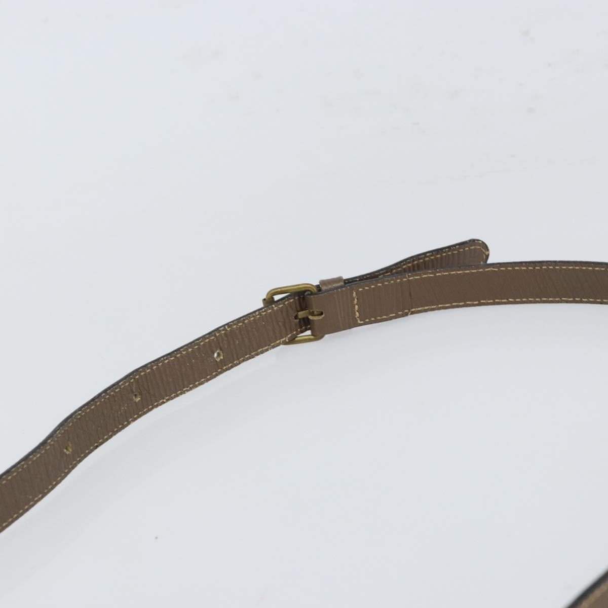 FENDI Zucchino Canvas Shoulder Bag Beige Gold Auth 166663