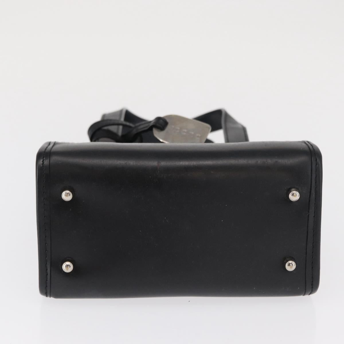 GUCCI Mesh Hand Bag Nylon Leather Black 000 2058 0500 Auth 166665