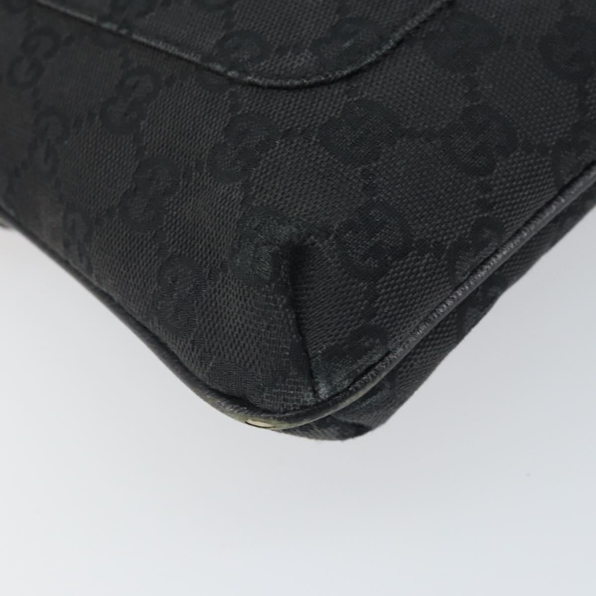 GUCCI GG Canvas Shoulder Bag Black Silver 122793 Auth 166666