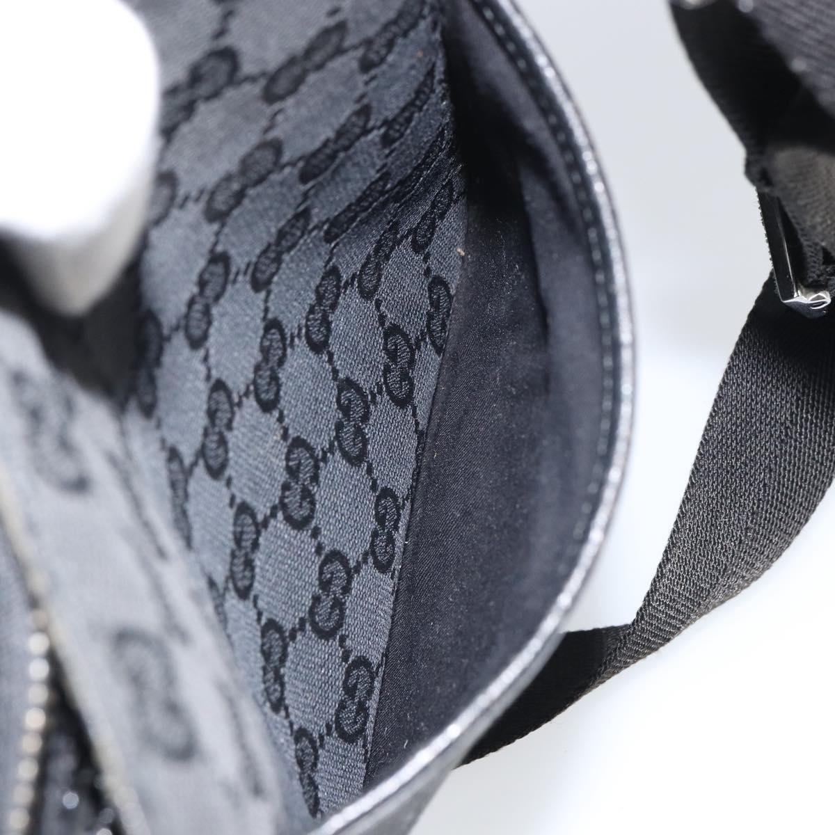 GUCCI GG Canvas Shoulder Bag Black Silver 122793 Auth 166666