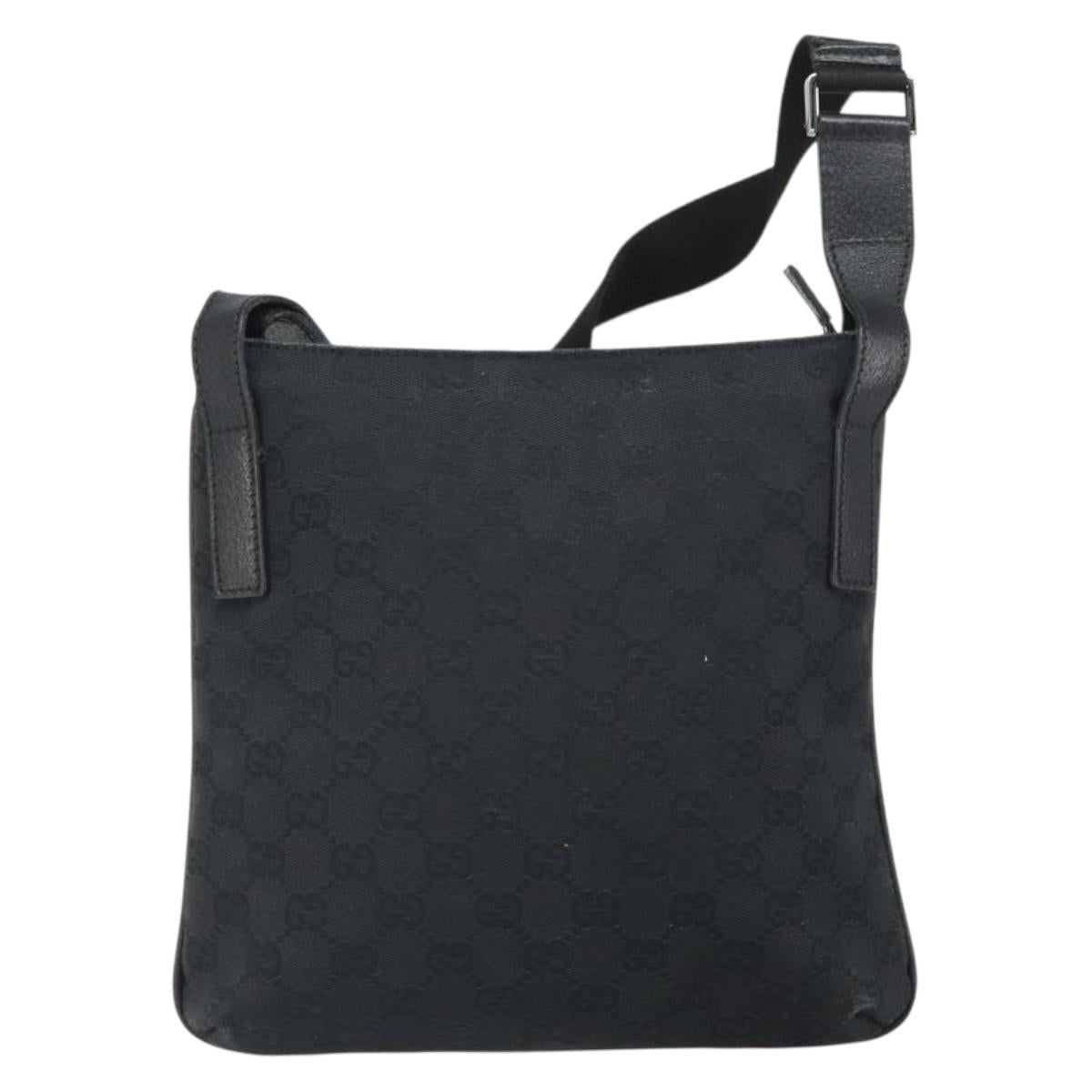 GUCCI GG Canvas Shoulder Bag Black Silver 122793 Auth 166666