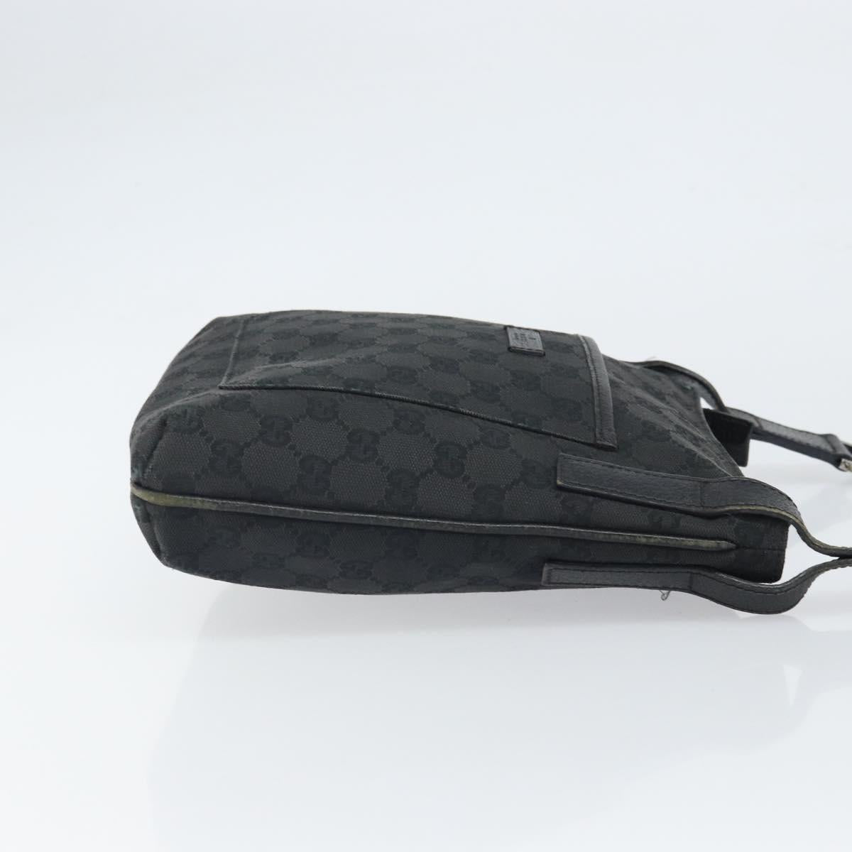 GUCCI GG Canvas Shoulder Bag Black Silver 122793 Auth 166666