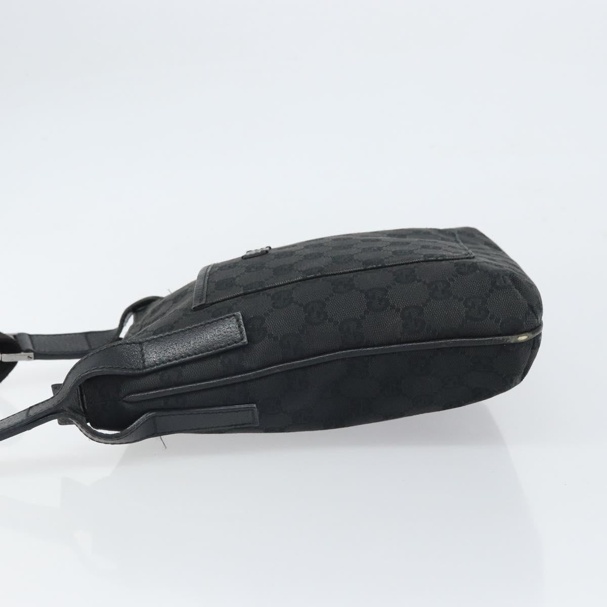 GUCCI GG Canvas Shoulder Bag Black Silver 122793 Auth 166666