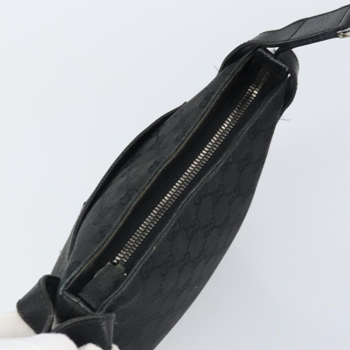 GUCCI GG Canvas Shoulder Bag Black Silver 122793 Auth 166666