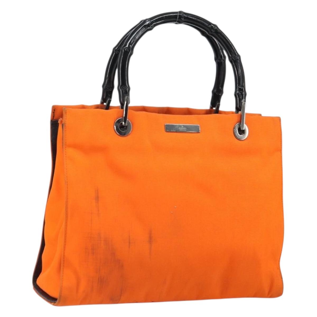 GUCCI Bamboo Hand Bag Canvas Orange 002 1016 2123 Auth 166672