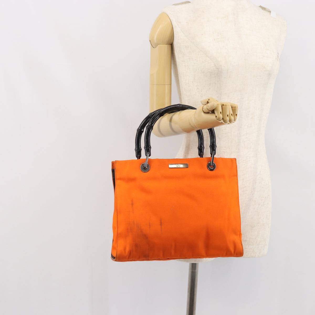 GUCCI Bamboo Hand Bag Canvas Orange 002 1016 2123 Auth 166672
