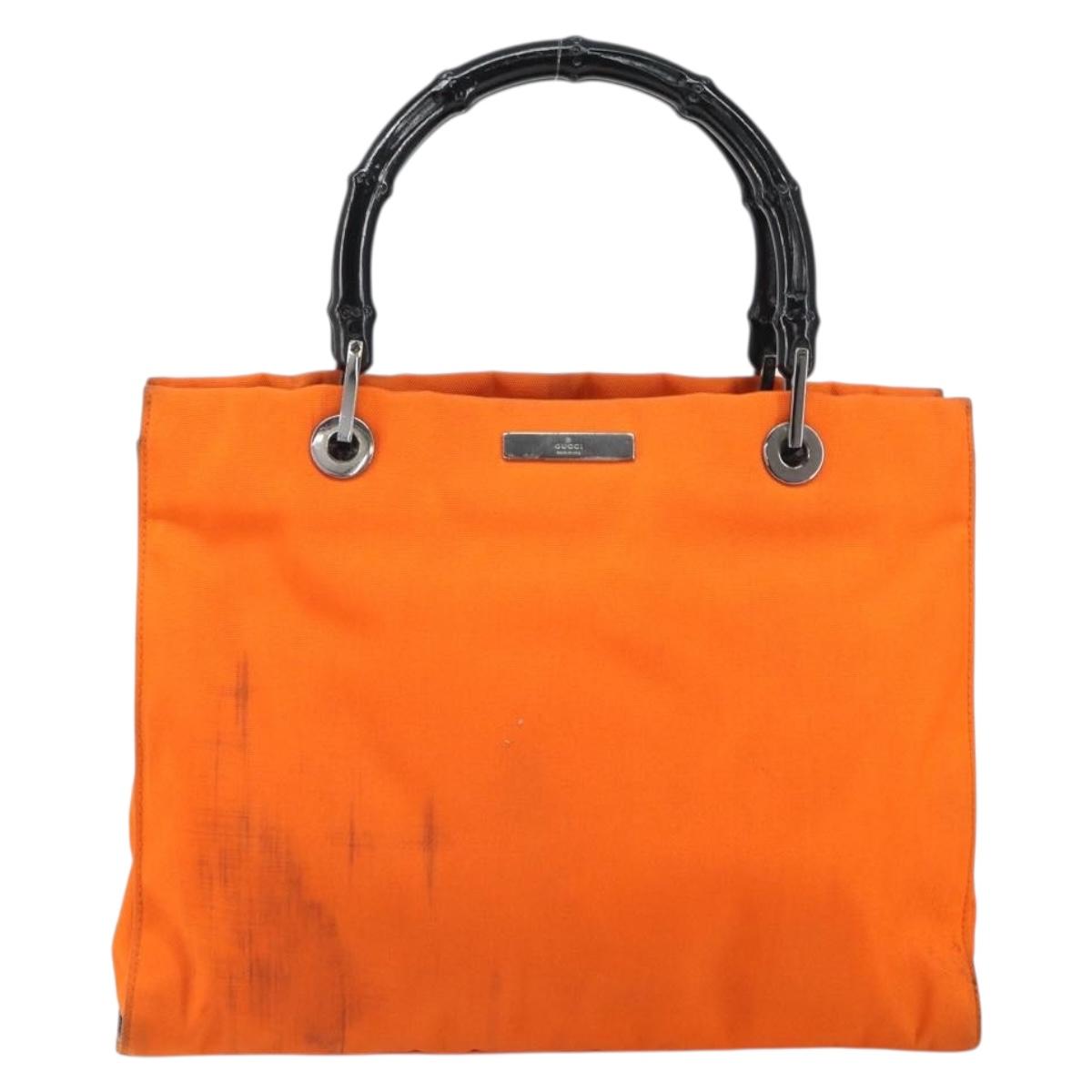 GUCCI Bamboo Hand Bag Canvas Orange 002 1016 2123 Auth 166672