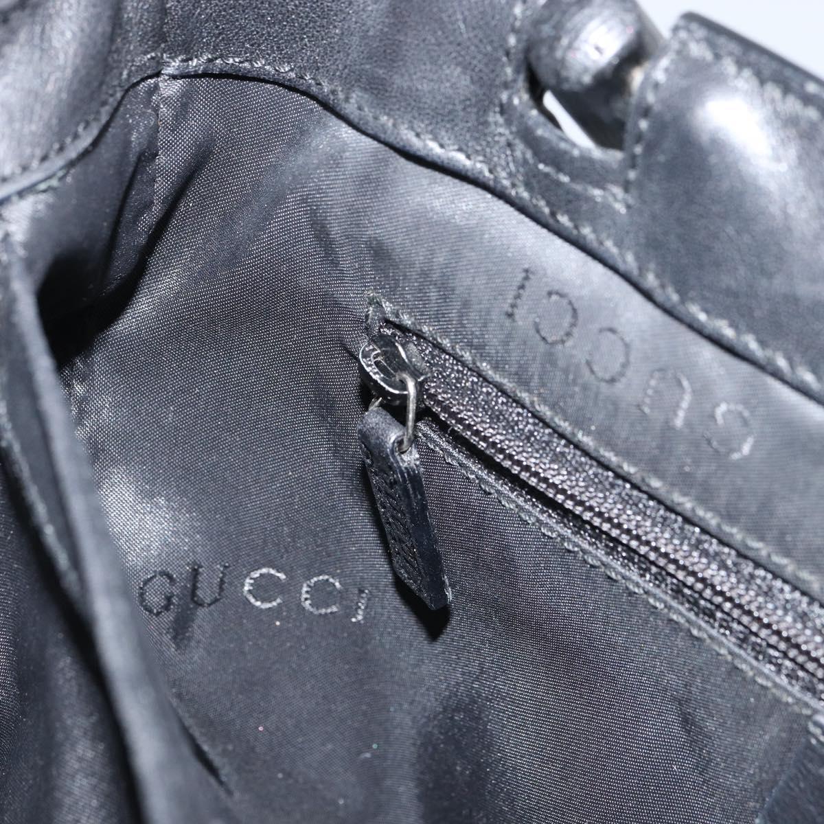 GUCCI Bamboo Hand Bag Leather Black 002 1061 Auth 166673