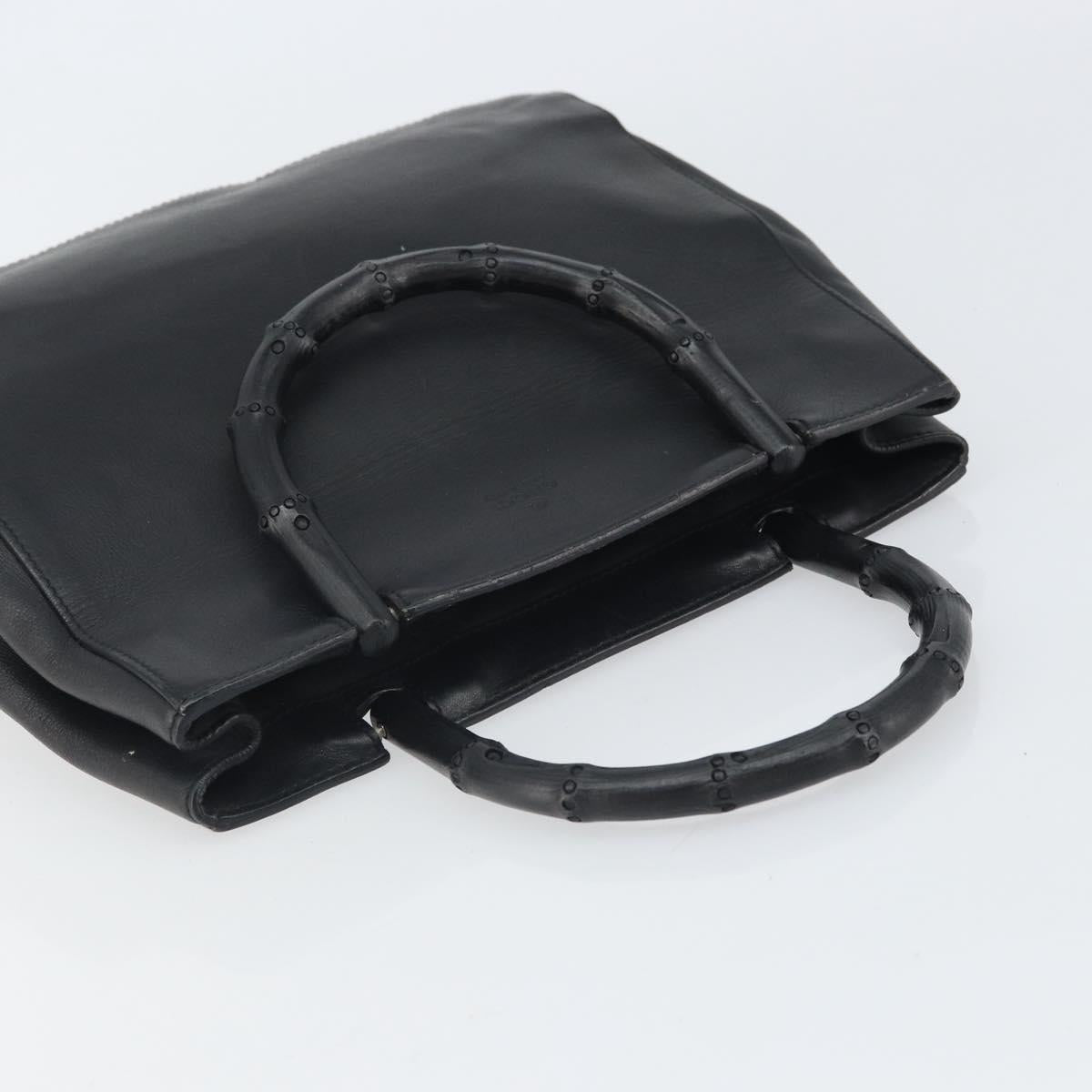 GUCCI Bamboo Hand Bag Leather Black 002 1061 Auth 166673