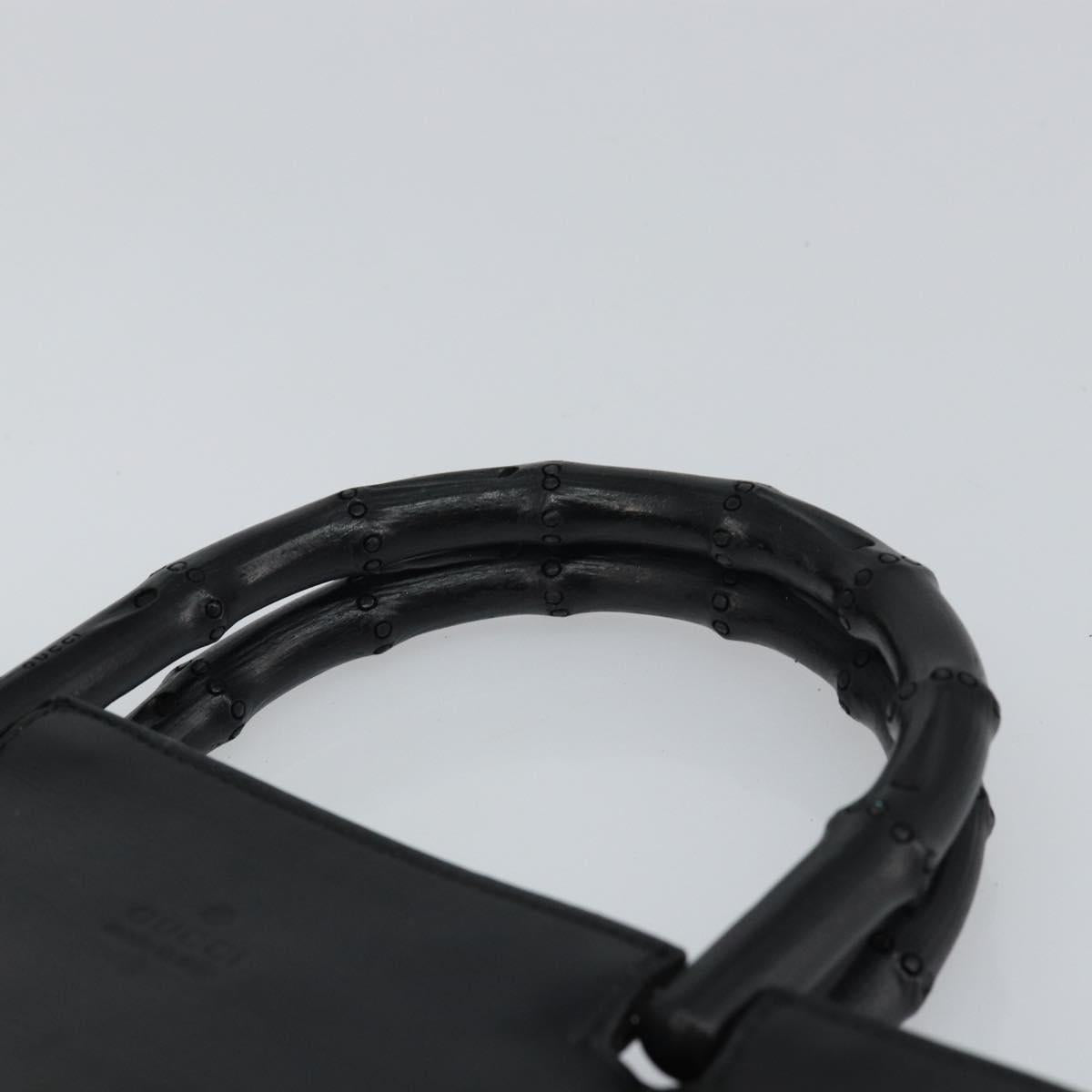 GUCCI Bamboo Hand Bag Leather Black 002 1061 Auth 166673