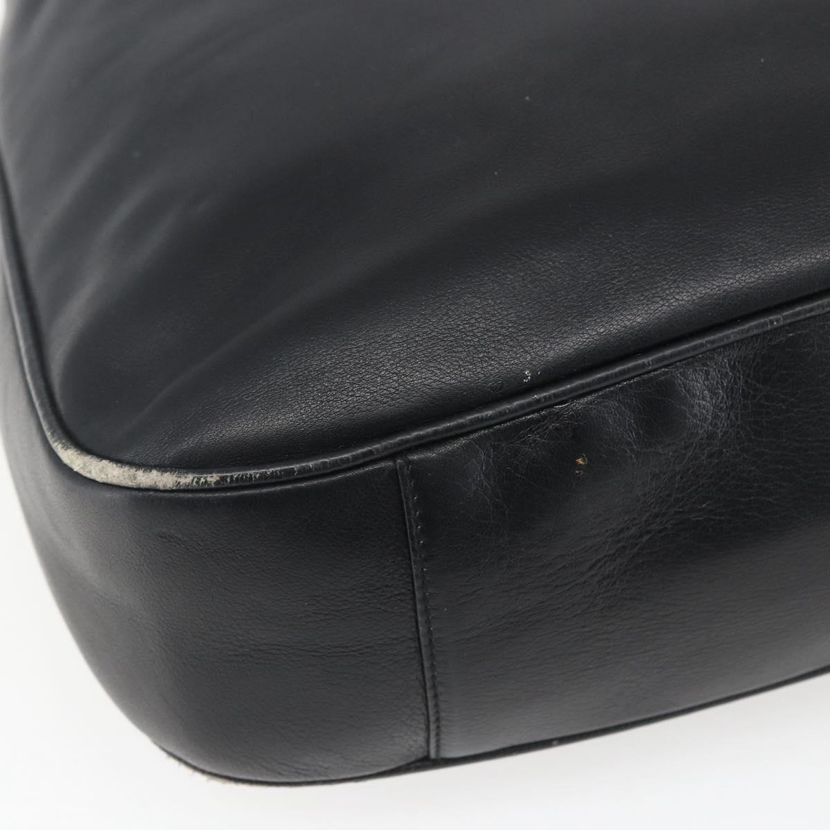 GUCCI Bamboo Hand Bag Leather 2way Black Gold 001 3444 1577 Auth 166674