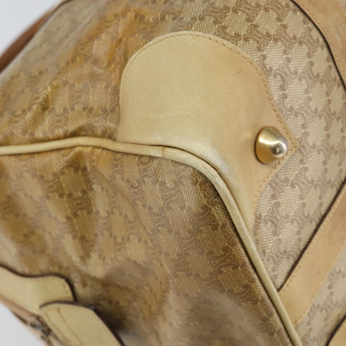 CELINE Macadam Canvas Boston Bag PVC Beige Gold Auth 166677
