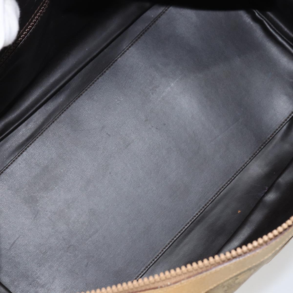 CELINE Macadam Canvas Boston Bag PVC Beige Gold Auth 166677