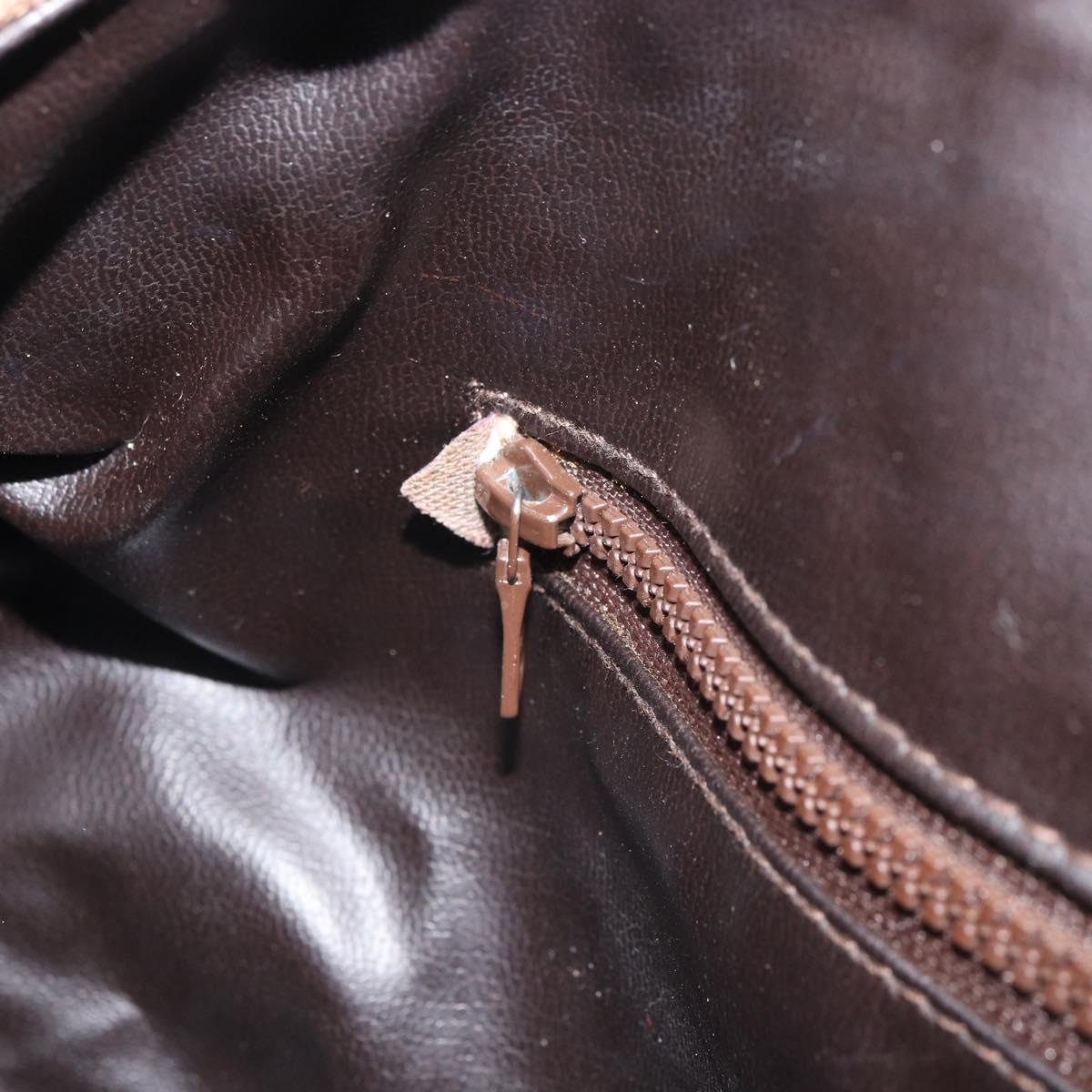 CELINE Macadam Canvas Boston Bag PVC Beige Gold Auth 166677