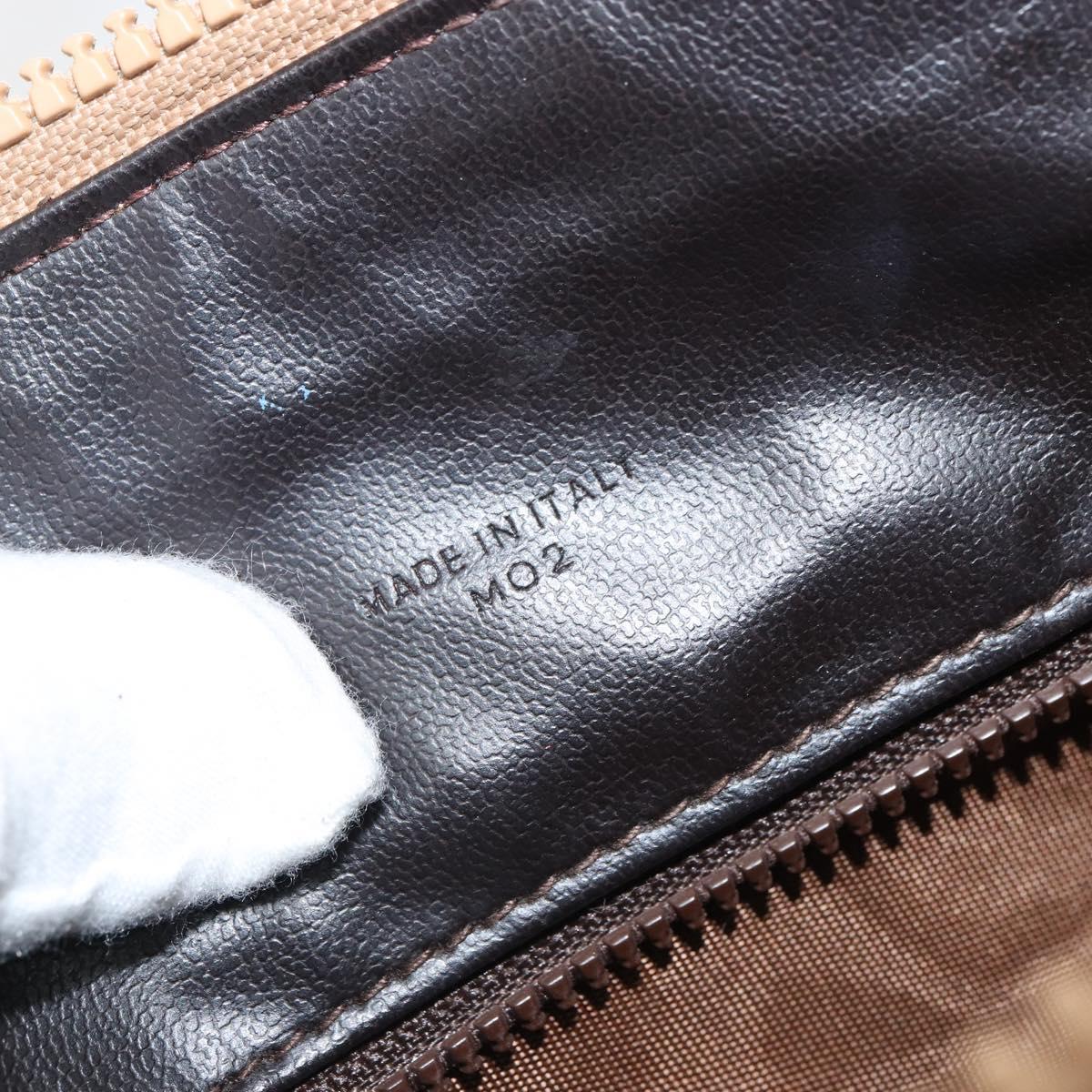 CELINE Macadam Canvas Boston Bag PVC Beige Gold Auth 166677