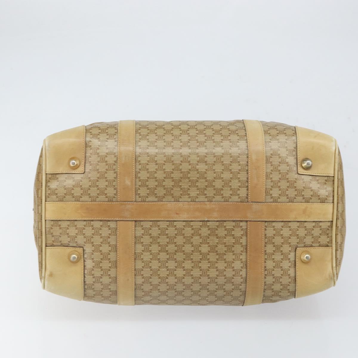 CELINE Macadam Canvas Boston Bag PVC Beige Gold Auth 166677
