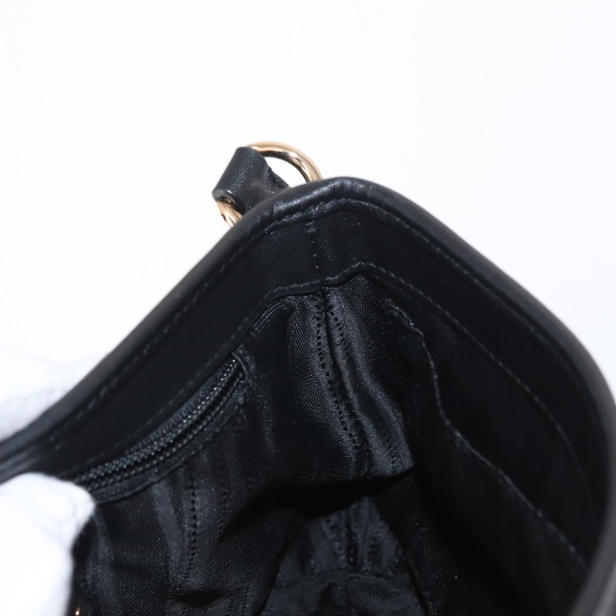 Salvatore Ferragamo Gancini Shoulder Bag Suede Leather Black Gold Auth 166681