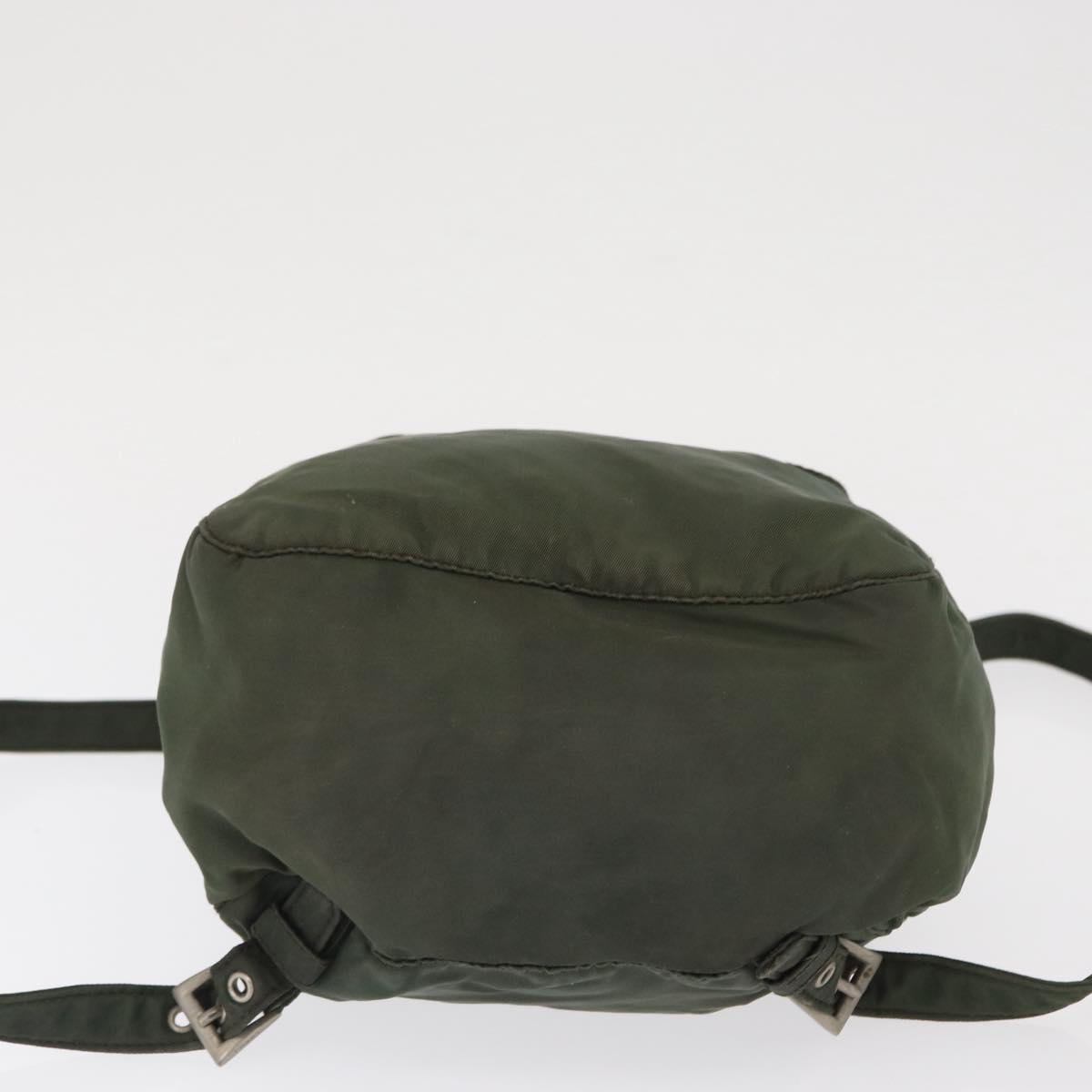 PRADA Backpack Nylon Khaki Silver Auth 166688