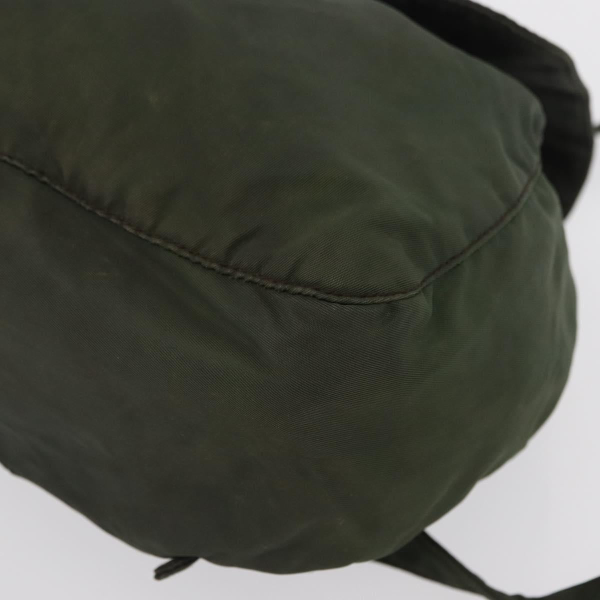 PRADA Backpack Nylon Khaki Silver Auth 166688