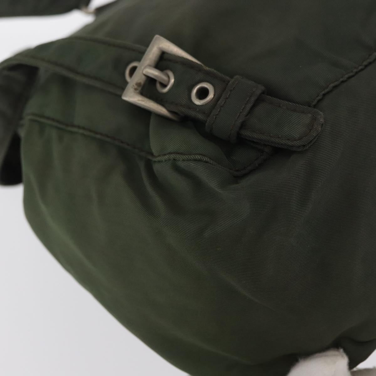PRADA Backpack Nylon Khaki Silver Auth 166688