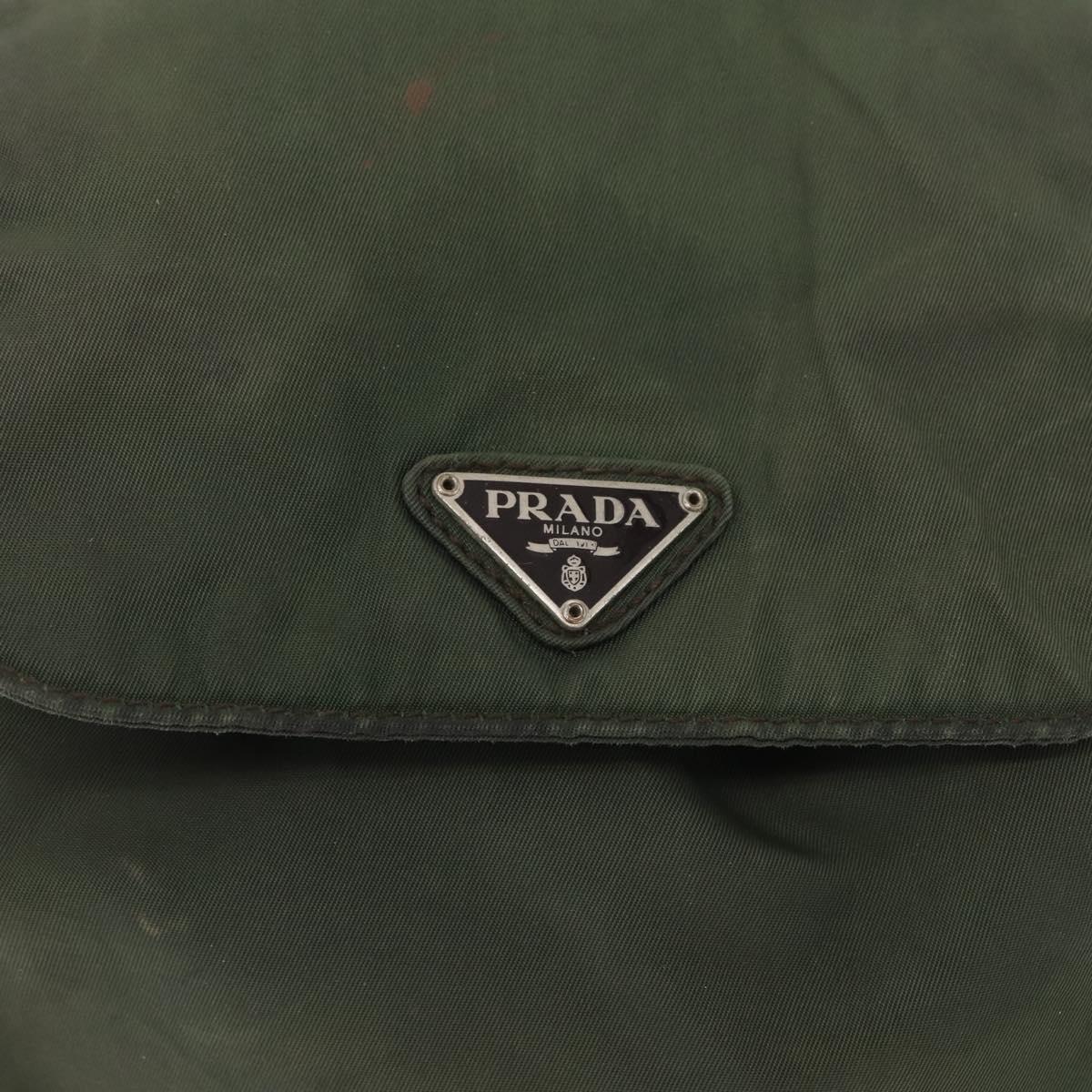 PRADA Backpack Nylon Khaki Silver Auth 166688