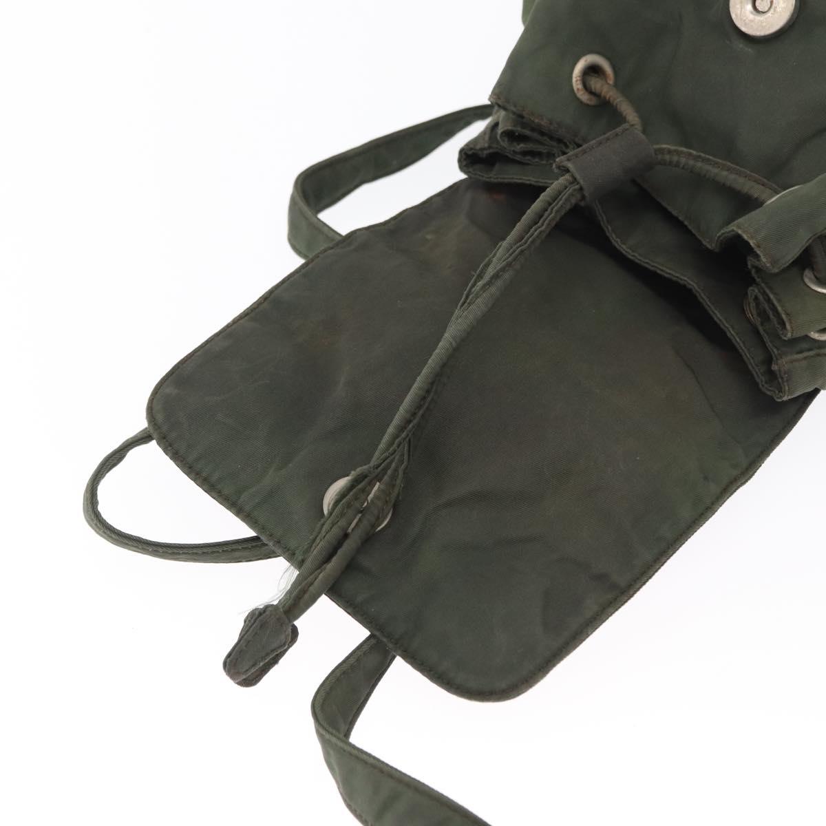 PRADA Backpack Nylon Khaki Silver Auth 166688