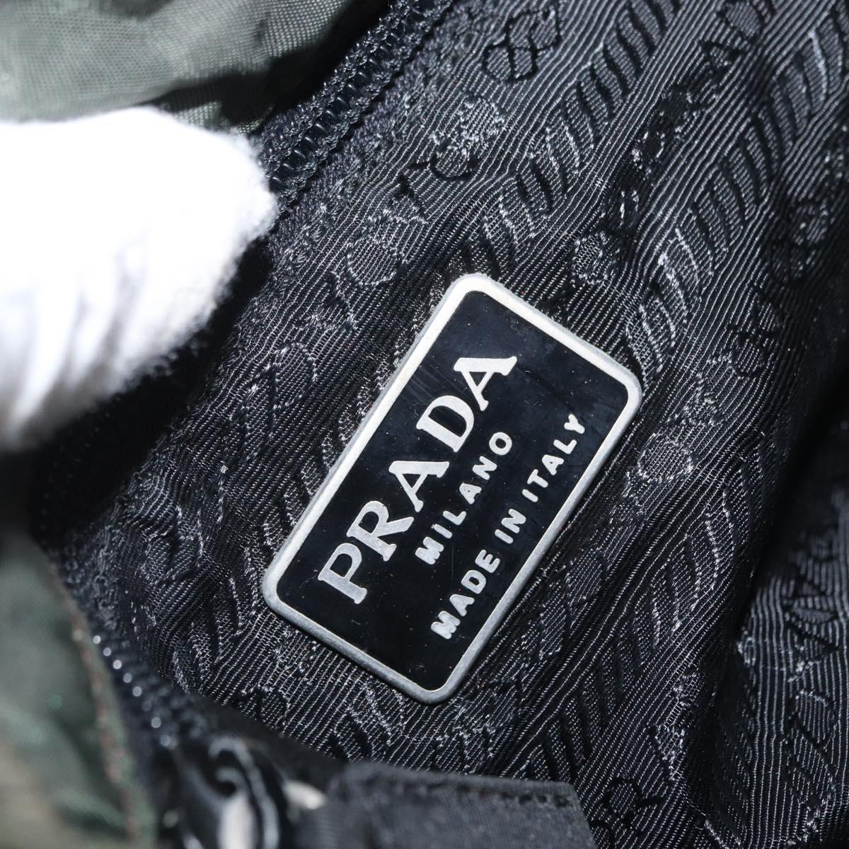 PRADA Backpack Nylon Khaki Silver Auth 166688