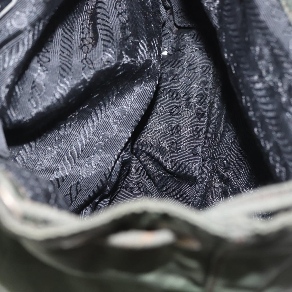 PRADA Backpack Nylon Khaki Silver Auth 166688