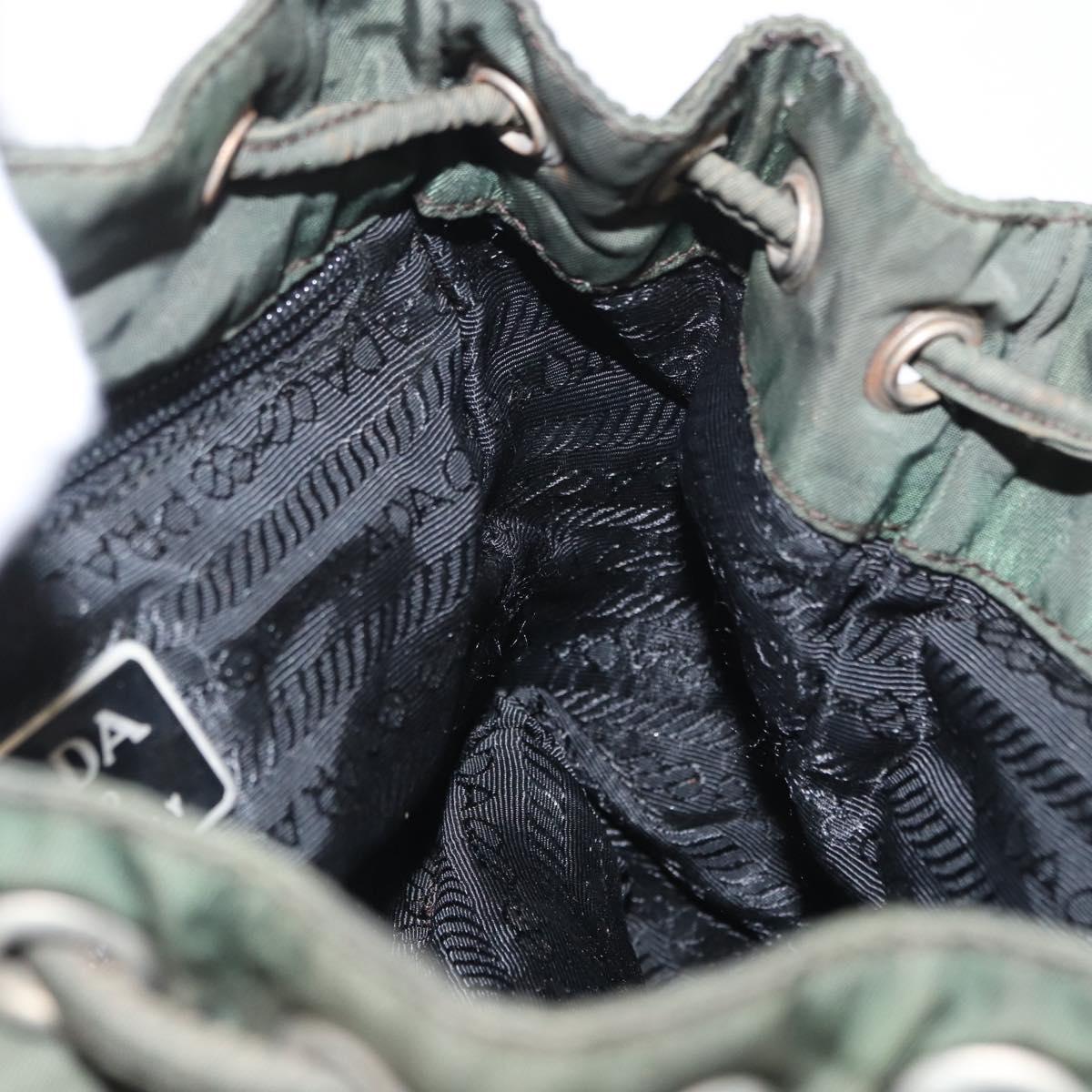 PRADA Backpack Nylon Khaki Silver Auth 166688