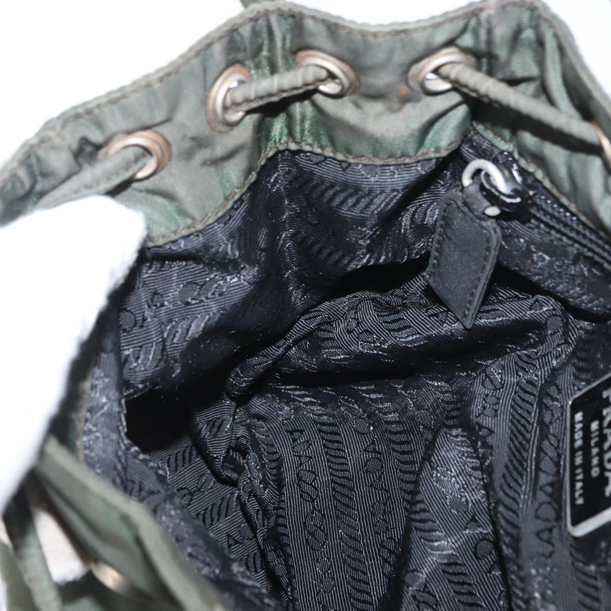 PRADA Backpack Nylon Khaki Silver Auth 166688